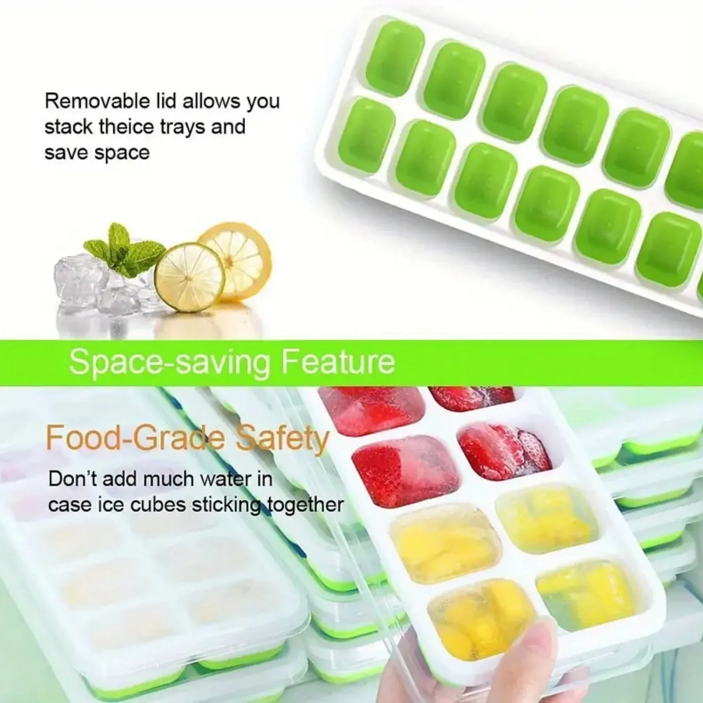 14 Ice Cube Square Ice Cube Mold with Lid