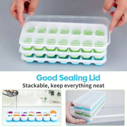 14 Ice Cube Square Ice Cube Mold with Lid