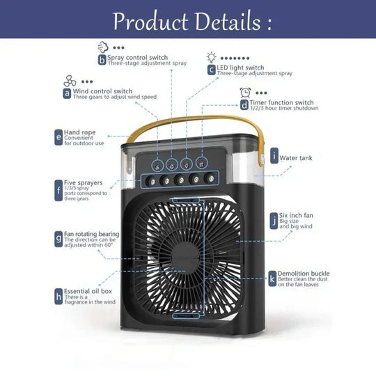 3 In 1 Portable Humidifier/Fan/ Mini Air Conditioner